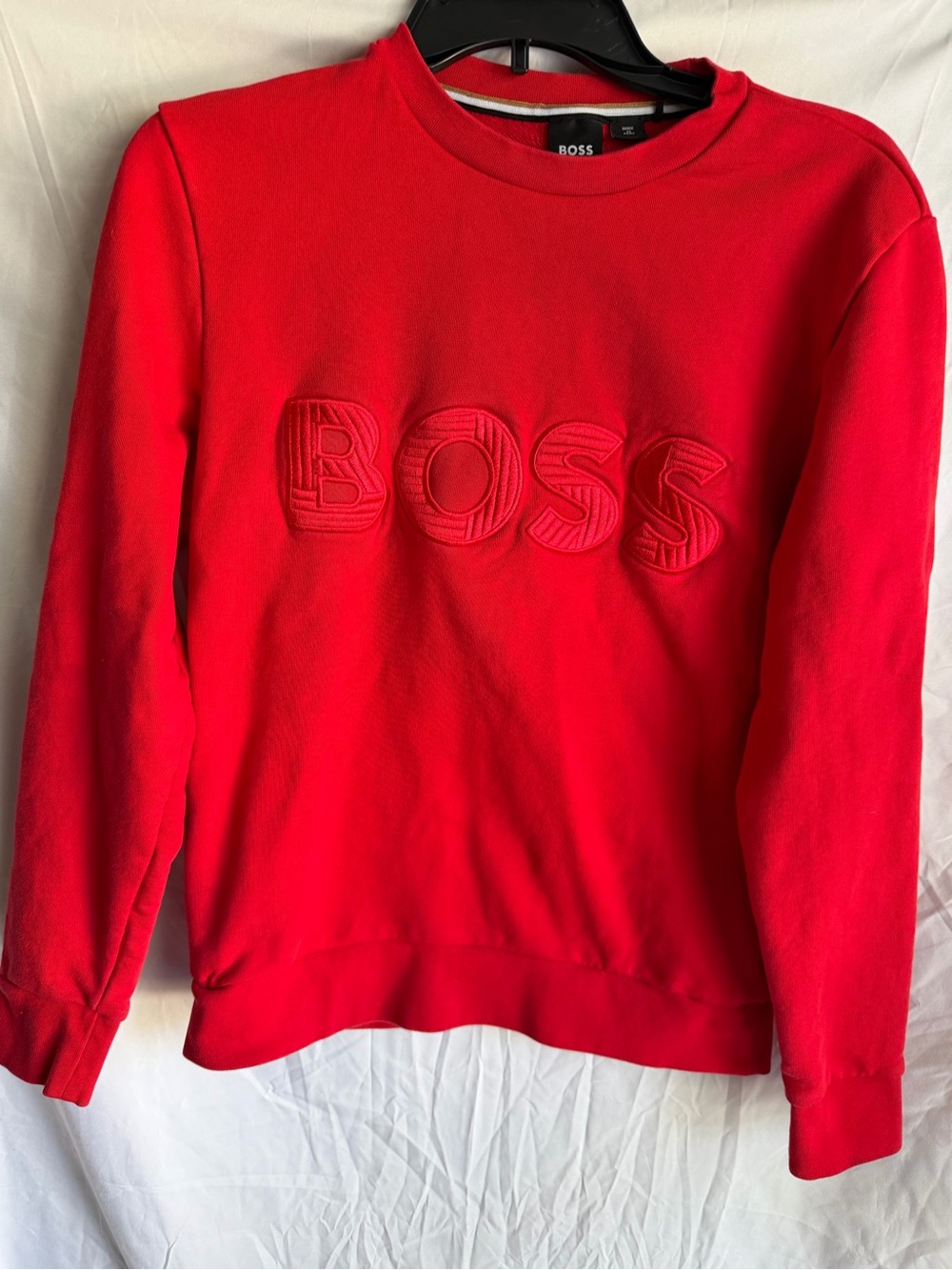 Hugo Boss Mens Red with Red  embroidered logo Crew Neck Sweatshirt Small